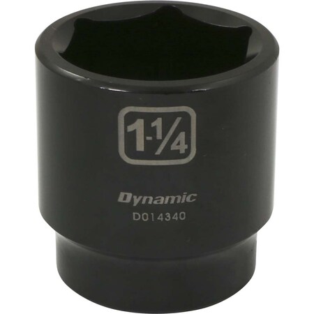 Dynamic 1/2" Drive Standard Socket, Black Phosphate, Tools 1/2" Drive 6 Point SAE, 1-1/4" Standard Length D014340